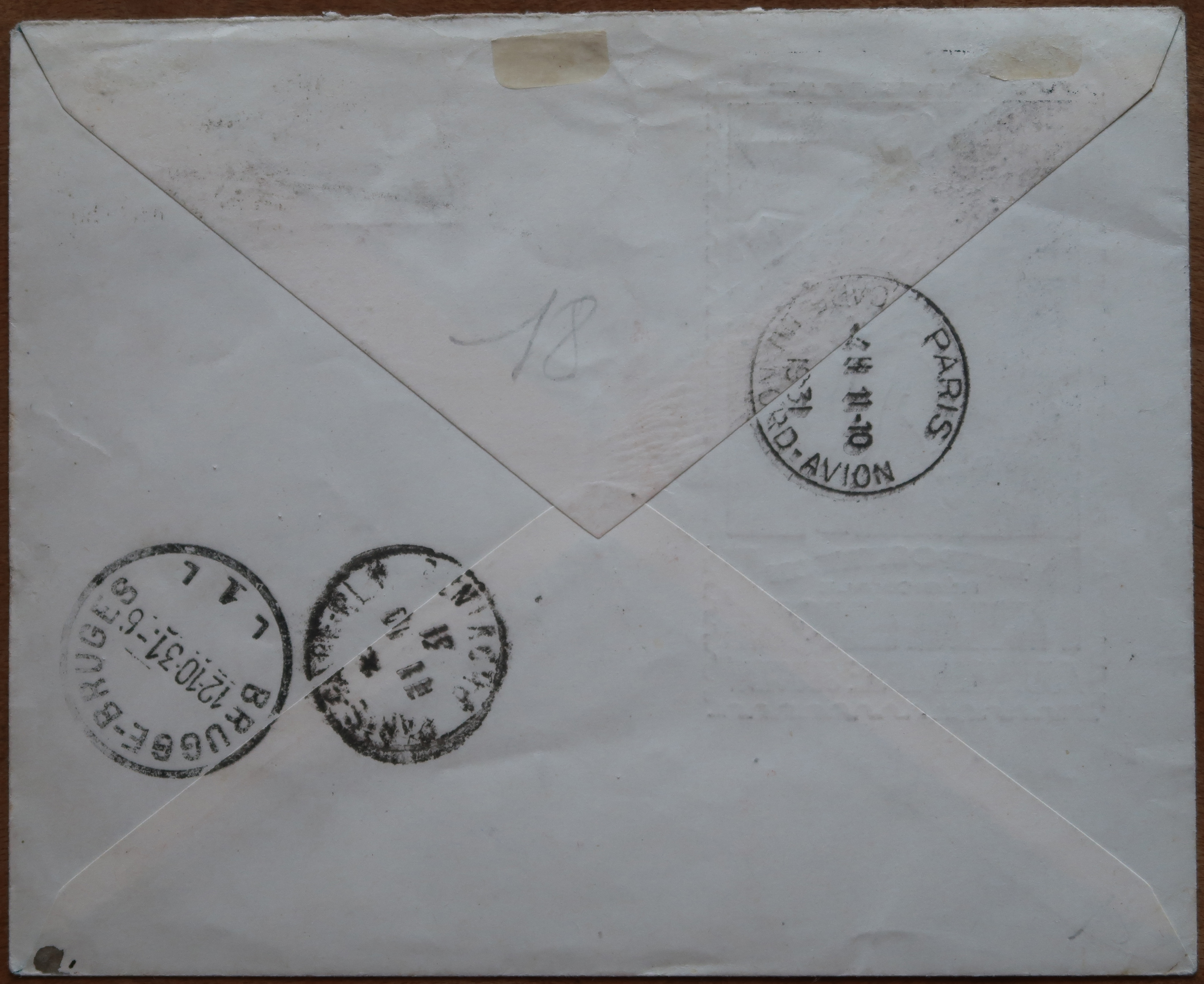 Auxerre 1931 lettre avion (revers)