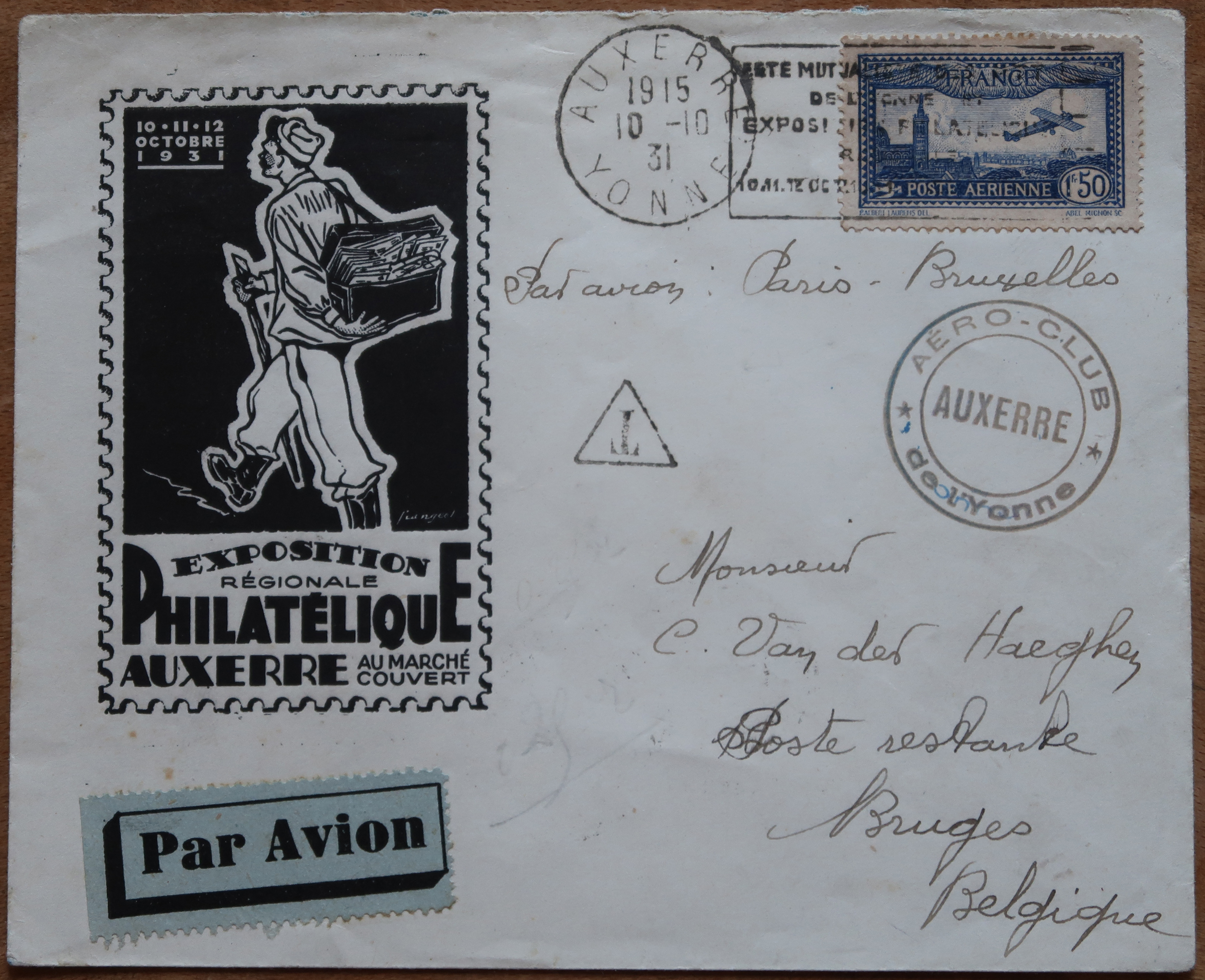 Auxerre 1931 lettre avion