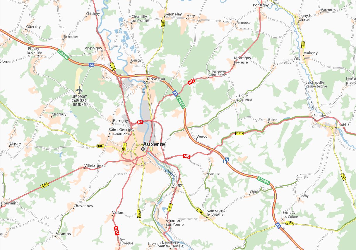 carte région Auxerre